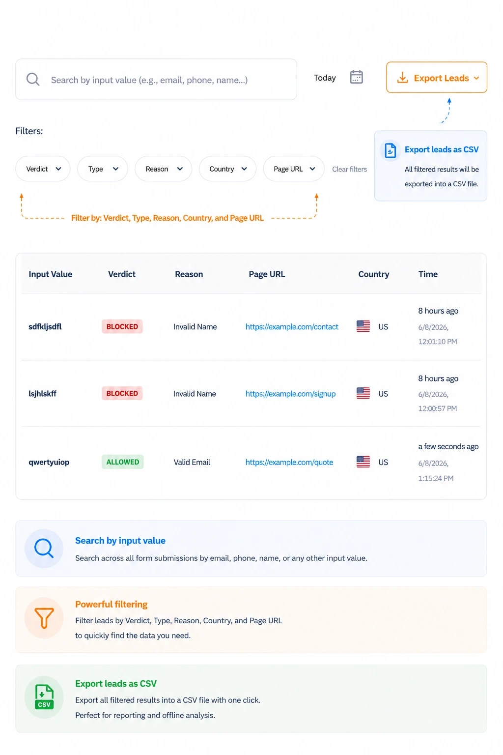 FormGuard AI Forensics — session audit log showing verdicts, timestamps, and block reasons