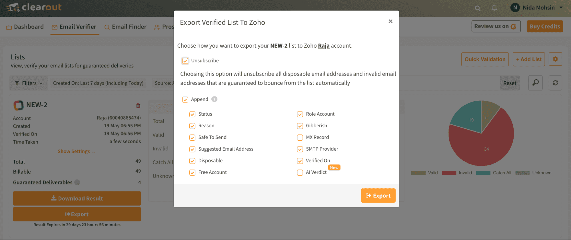 Export the Clean List
