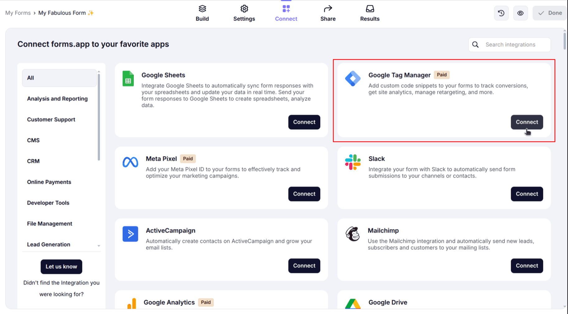 Enable GTM integration