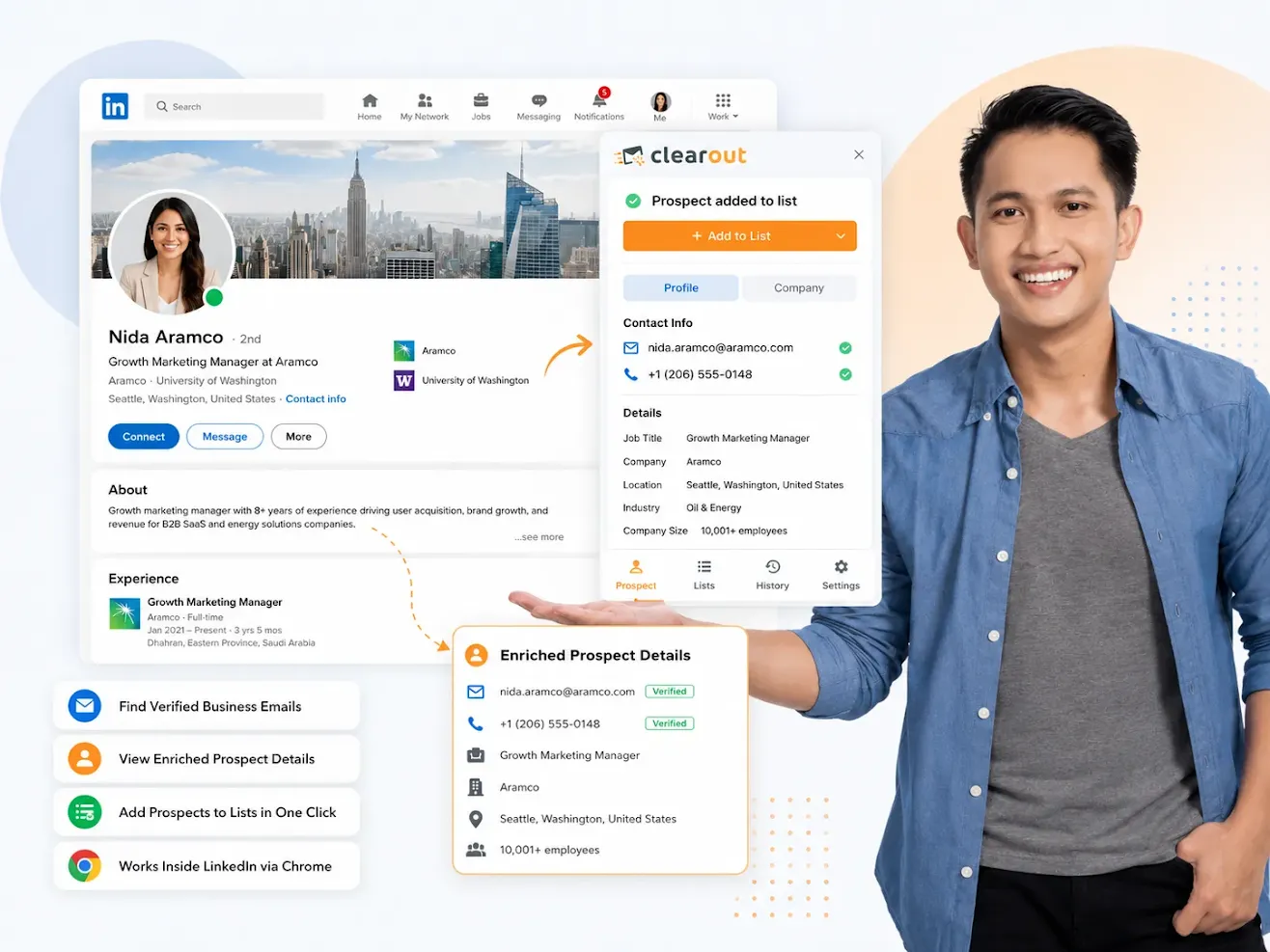 LinkedIn Email Finder Chrome Extension - live contact extraction inside LinkedIn