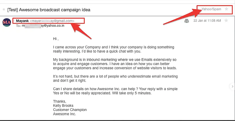 Poor Email Design example
