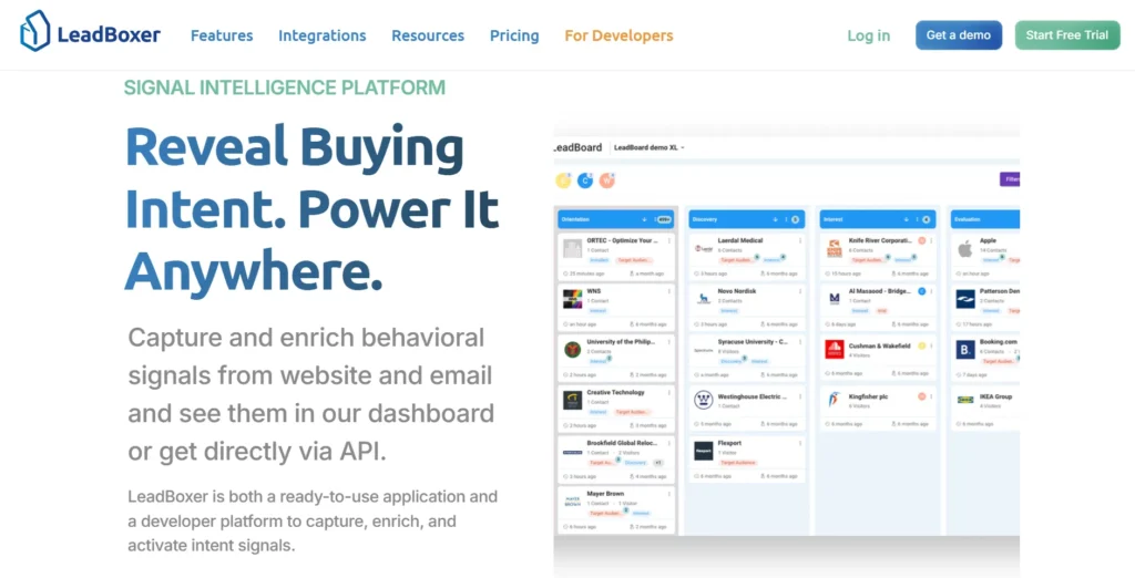  LeadBoxer home page.