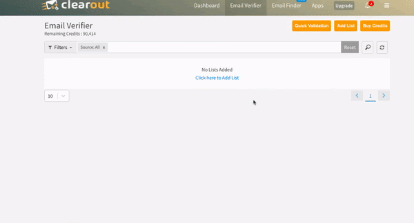 GIF showing Clearout instant verification test results
