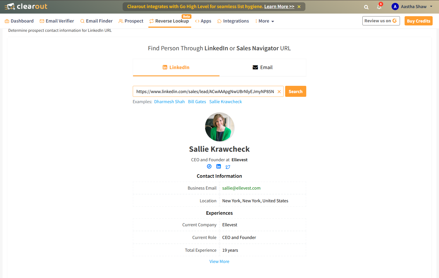 Clearout email finder to find emails from LinkedIn