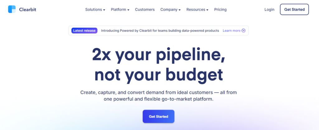 Clearbit: Prospecting tool for sales that provides website visitor data in real-time.