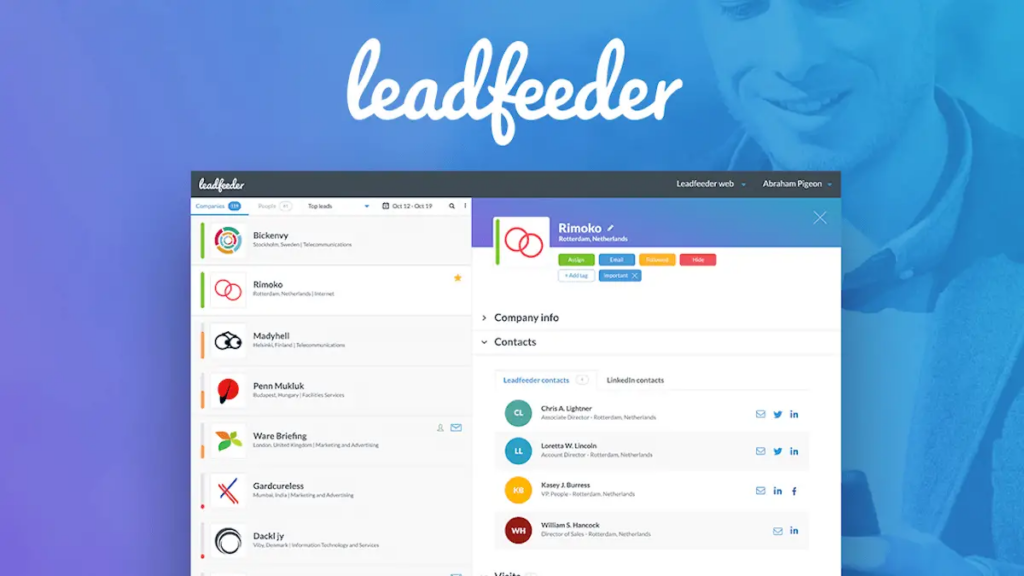 LeedFeeder: Sales prospecting tool for tracking website visitors & updating lead records.