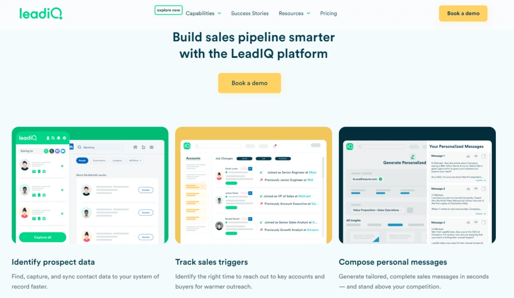 LeadIQ: Sales tools for prospecting to identify prospect data and personalization