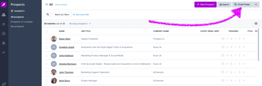 Screenshot of Overloop's sales automation platform. 