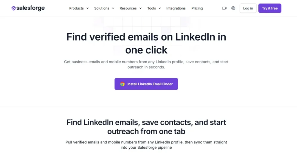 Salesforge LinkedIn email finder extension
