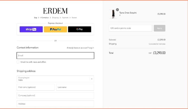 checkout web form example