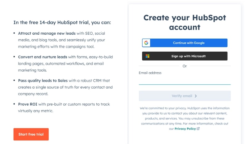Create your HubSpot account
