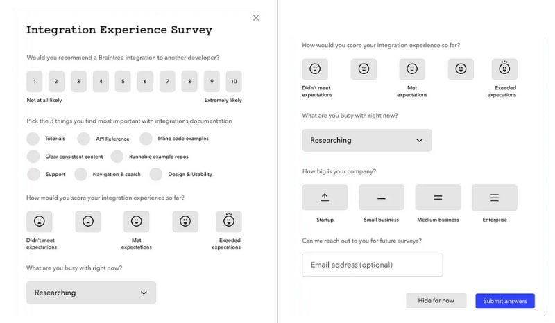 Feedback/Survey Web Form Examples