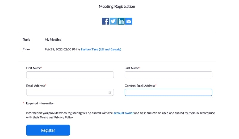 Event Registration Web Form Examples