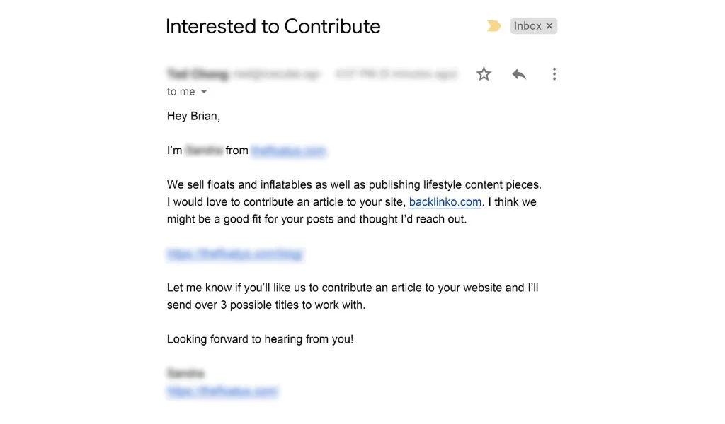 Cold guest post outreach email