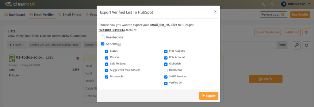 HubSpot Email Validation Integration - Clearout