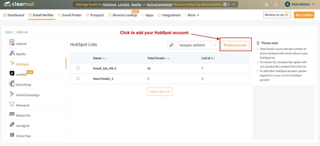 HubSpot Email Validation Integration - Clearout