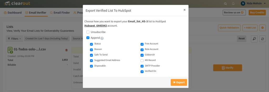 HubSpot Email Validation Integration - Clearout