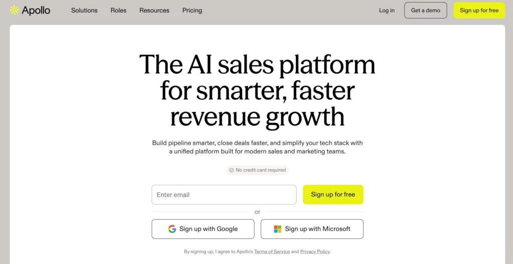 Screenshot of Apollo home page.
