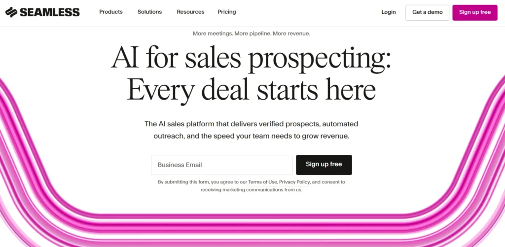 Screenshot of Seamless home page