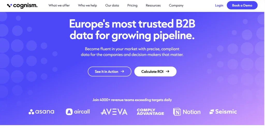 Screenshot of Cognism home page