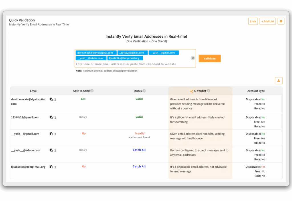  Real-time Email Verification