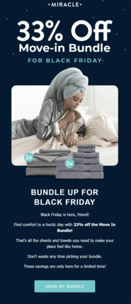 Miracle brand black friday email template.