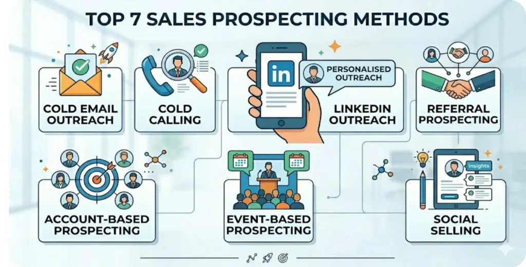  Infographic shows Top 7 Sales Prospecting Methods