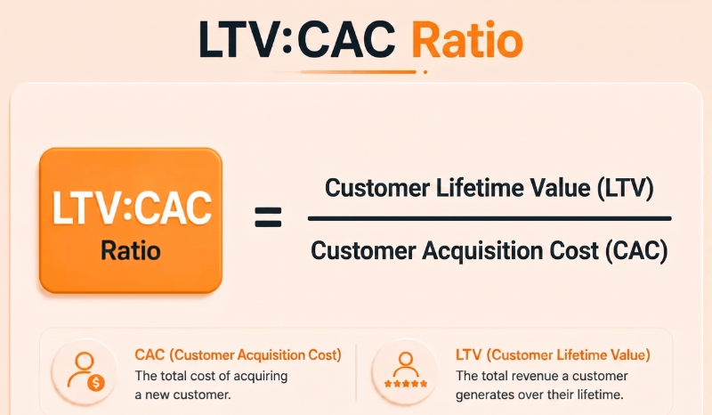 LTV: CAC ratio formula.
