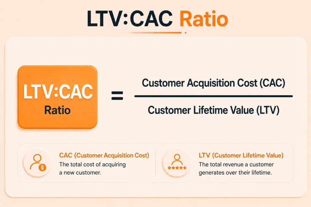 LTV: CAC ratio formula.