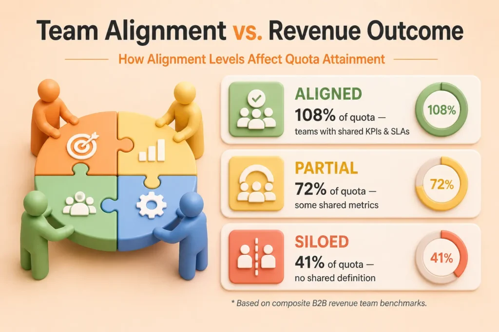 An image showing team alignment vs revenue outcome.