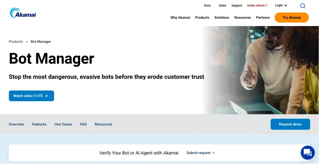 Screenshot of Akamai home page.