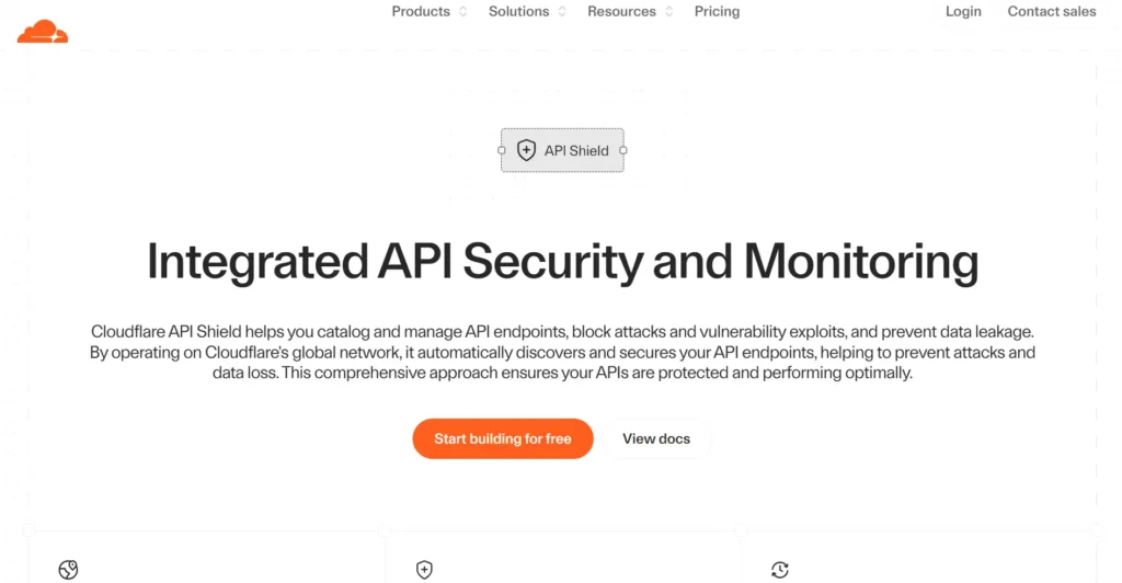 Cloudflare API Shield landing page.