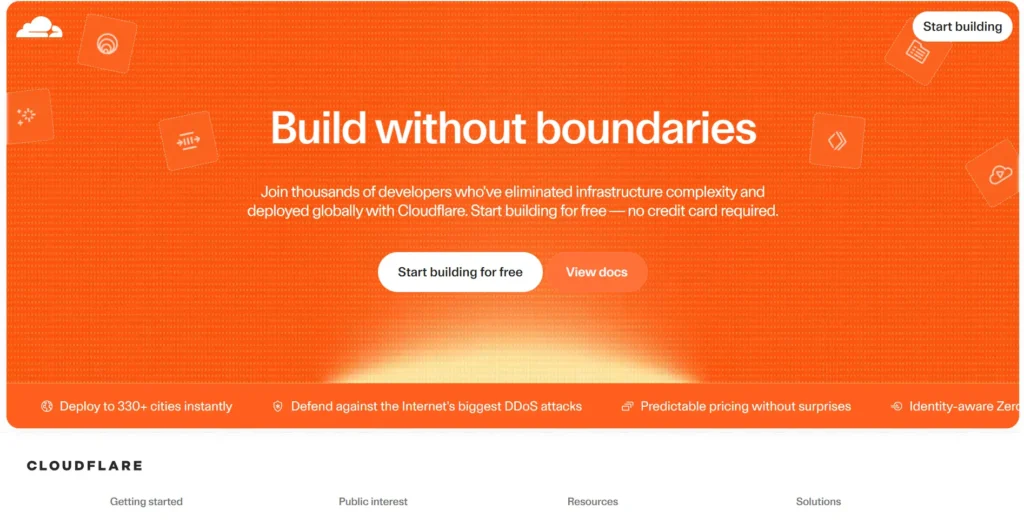 Screenshot of Cloudflare Turnstile home page.