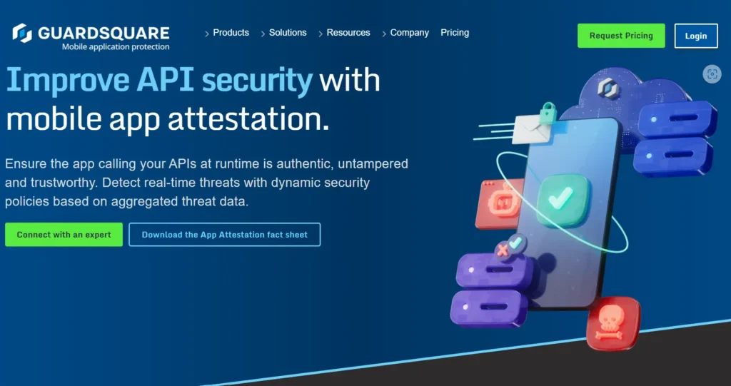 Screenshot of Guardsquare home page.