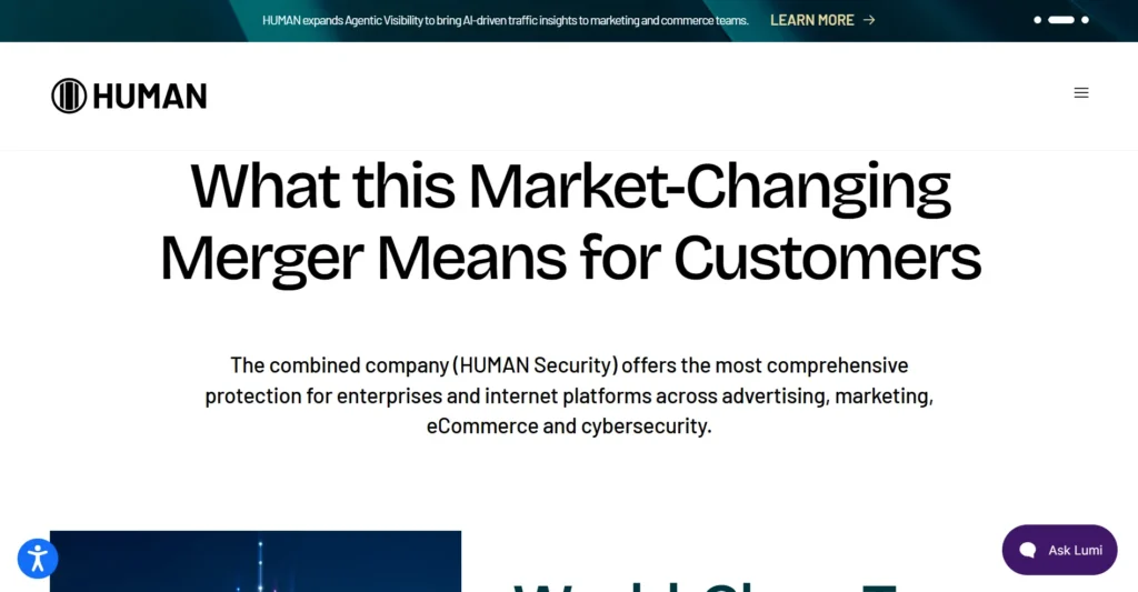 Screenshot of HUMAN Security home page.