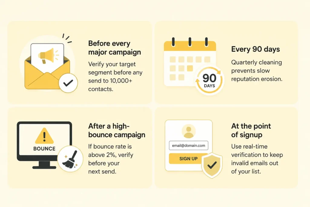 Infographic showing 4 tips for cleaning a Klaviyo email list 