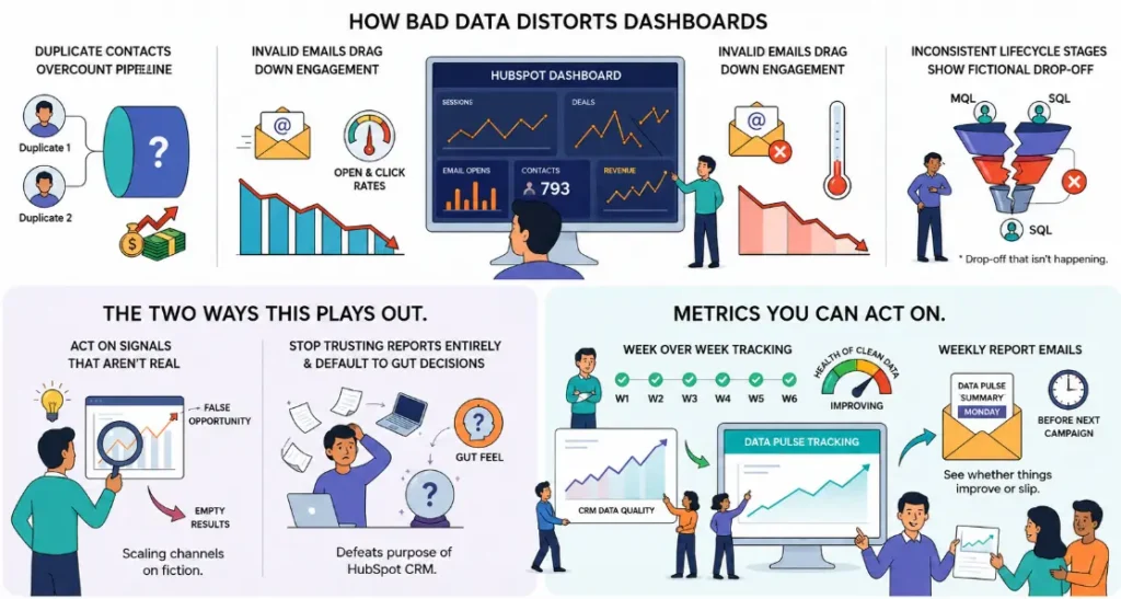 An infographic showing that Hubspot reports no longer reflect reality.