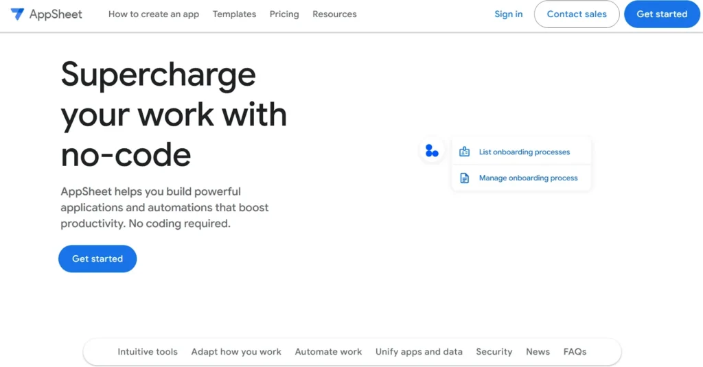 Appsheet home page