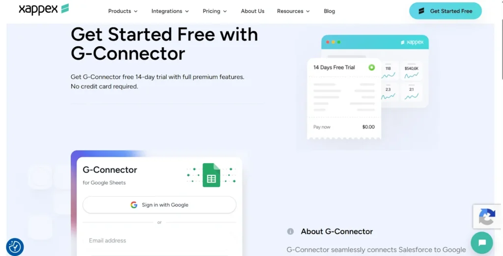 Home page of G-connector