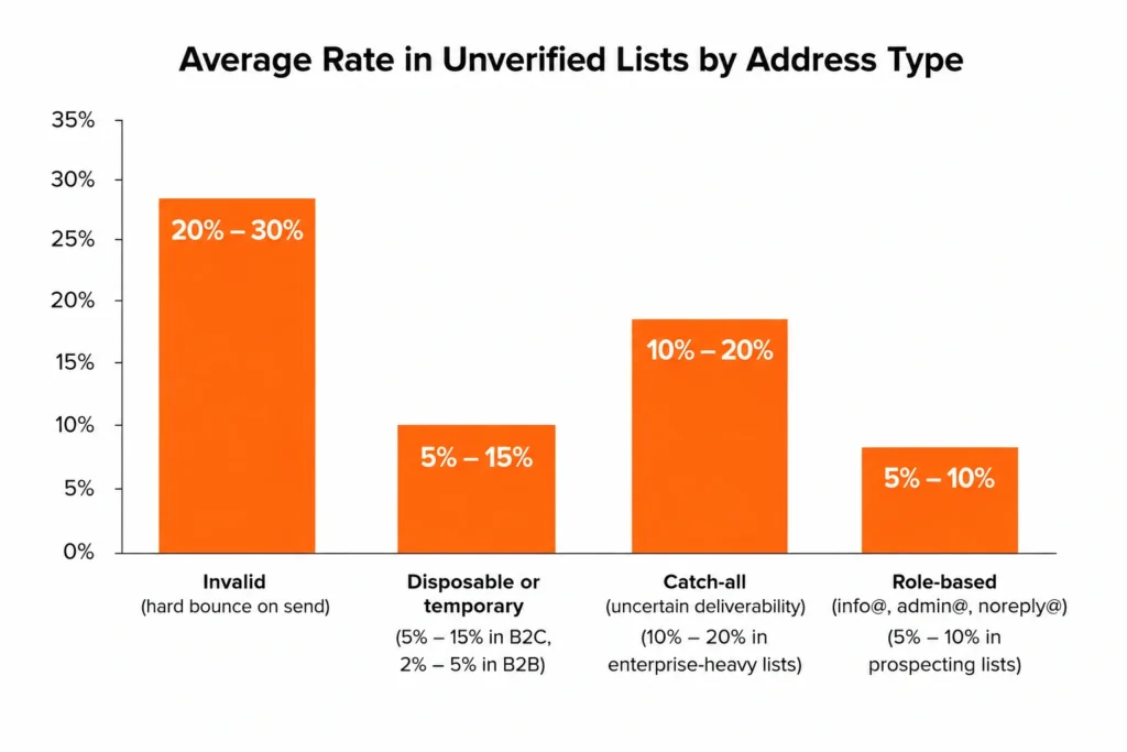 Average rate in unverified lists by address type