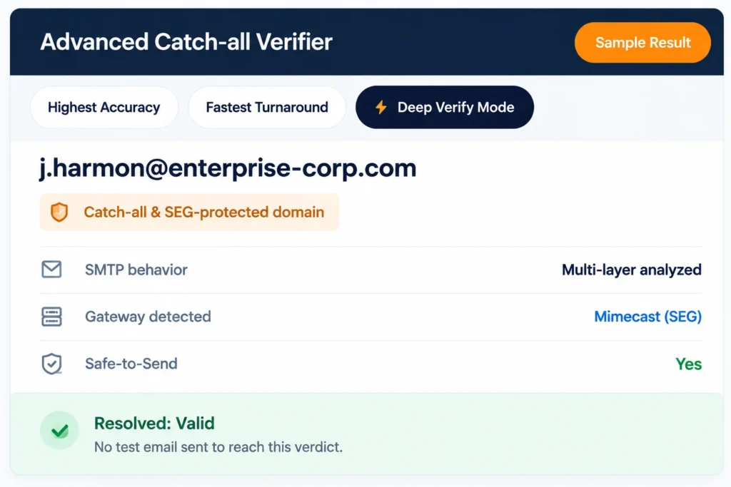 Deep verify catch-all email result.