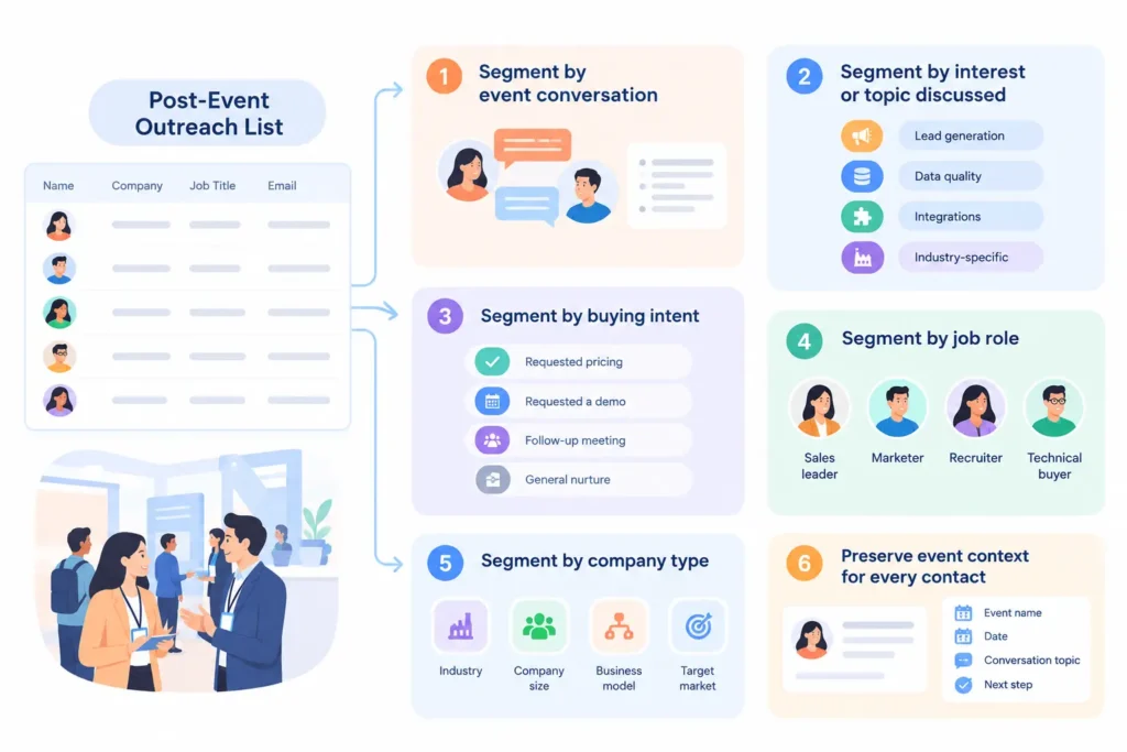 Post-event outreach list segmentation.