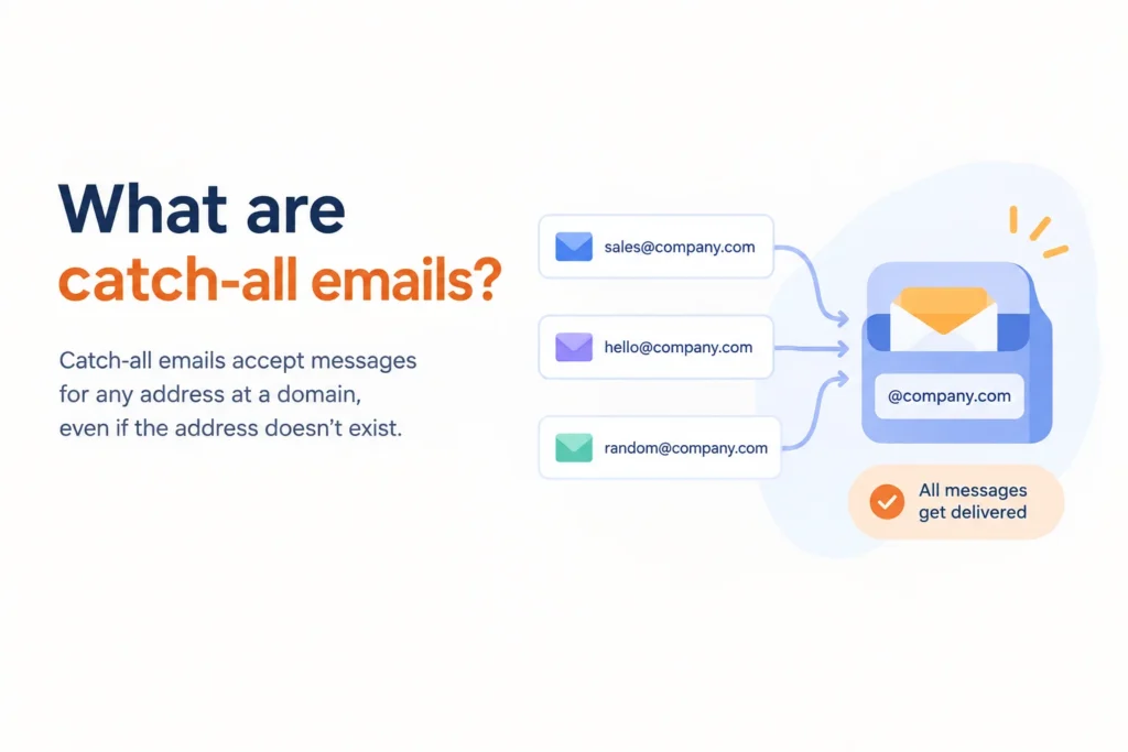 Several email addresses being directed to a catch-all inbox.